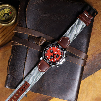 Hunter™ Sailcloth and Calfskin Leather Watch Band