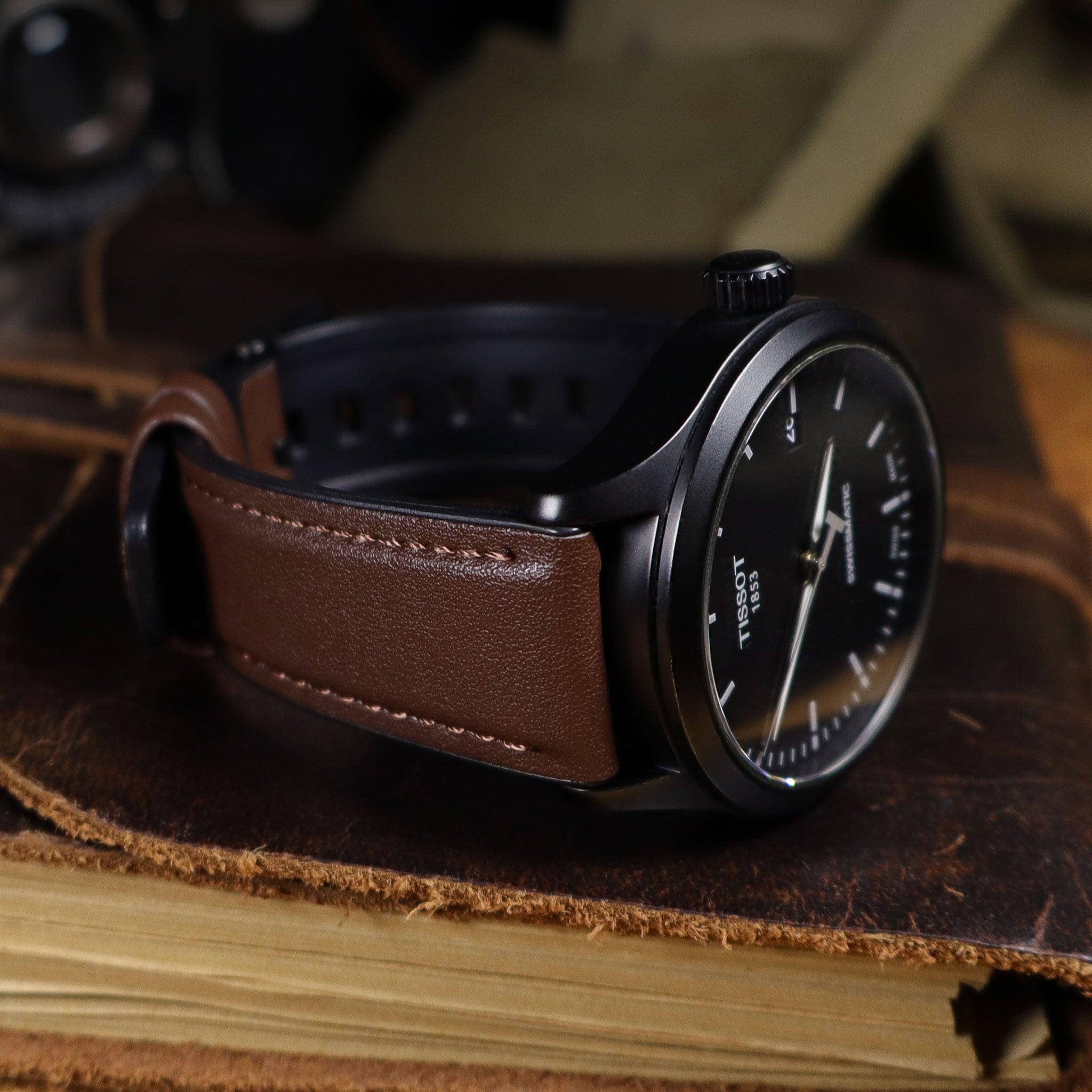 Mallard™ Leather & Silicone Rubber Watch Band