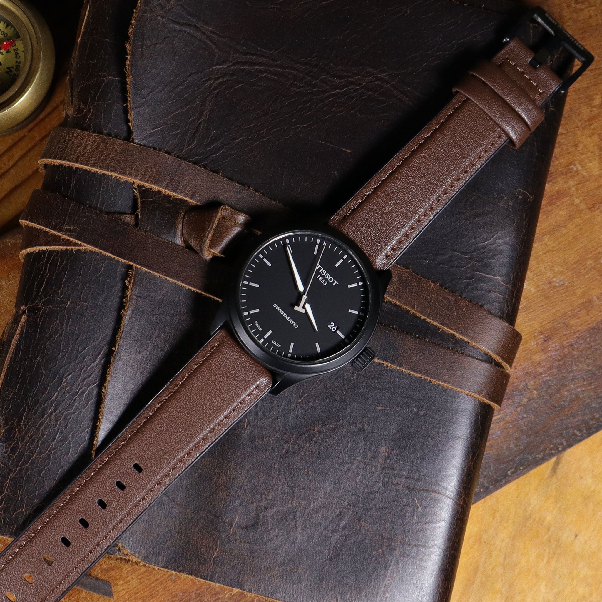 Mallard™ Leather & Silicone Rubber Watch Band