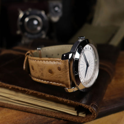 Safari™ Ostrich-Pattern Leather Strap