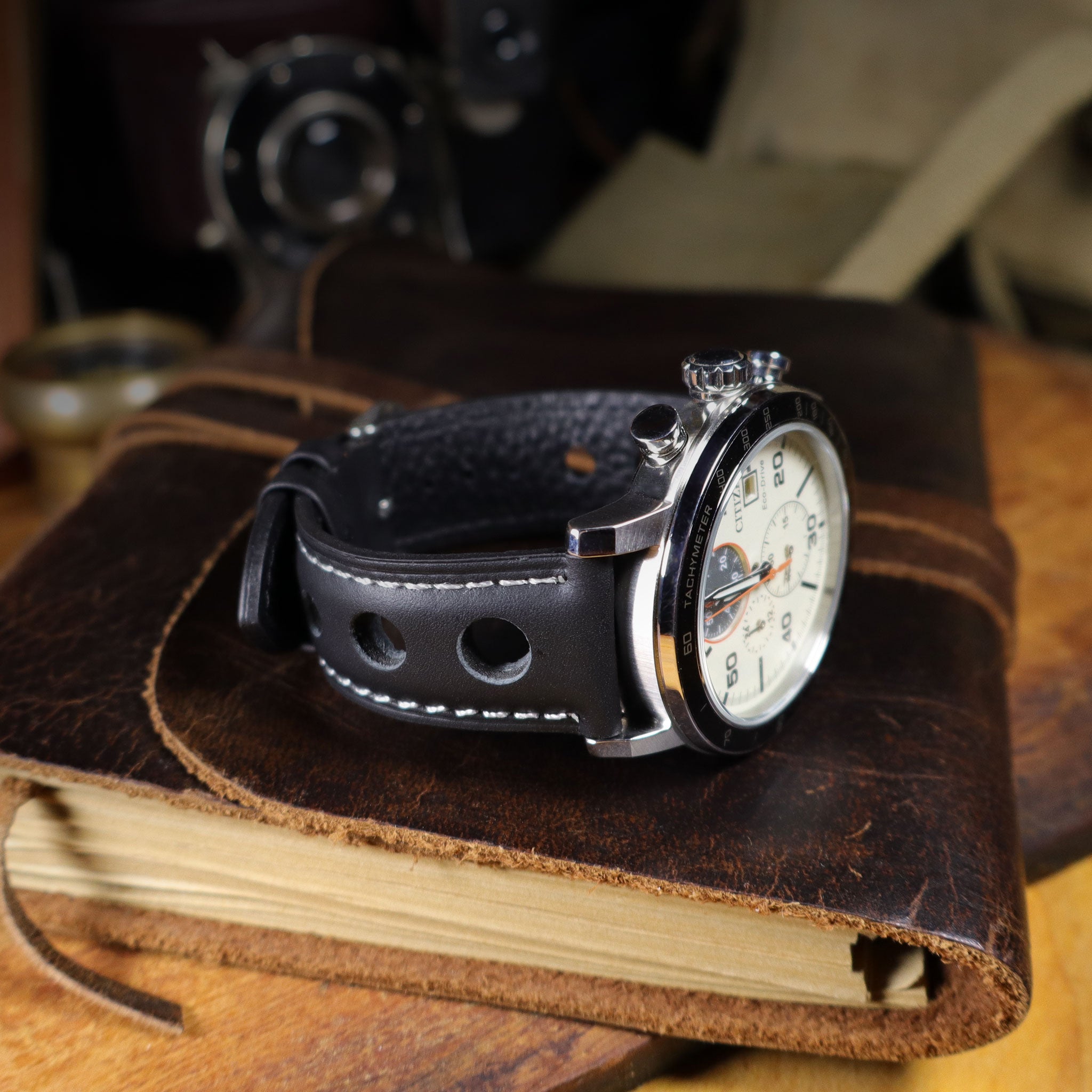 Velocity™ Elite Full Grain Leather Rally Watch Strap