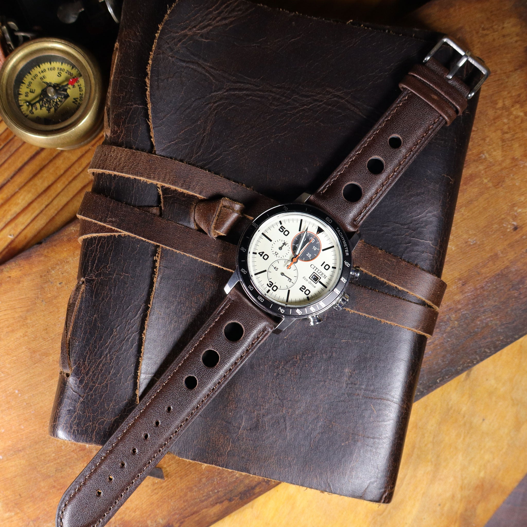 Velocity™ Elite Full Grain Leather Rally Watch Strap