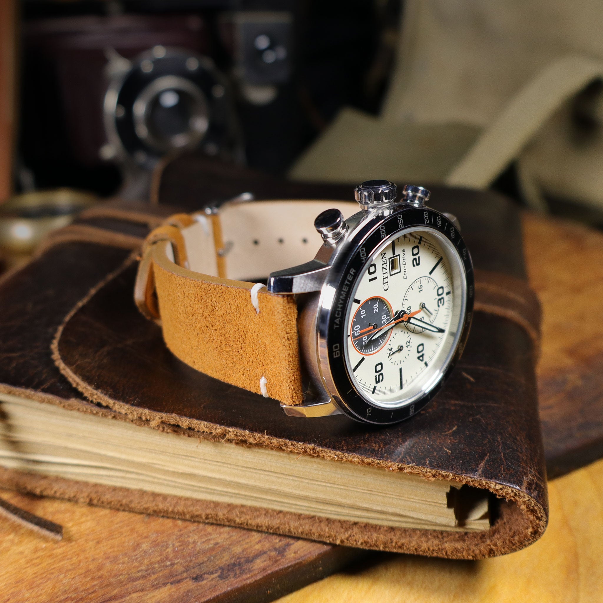Warthog™ Suede Calfskin Leather Pilot Watch Band